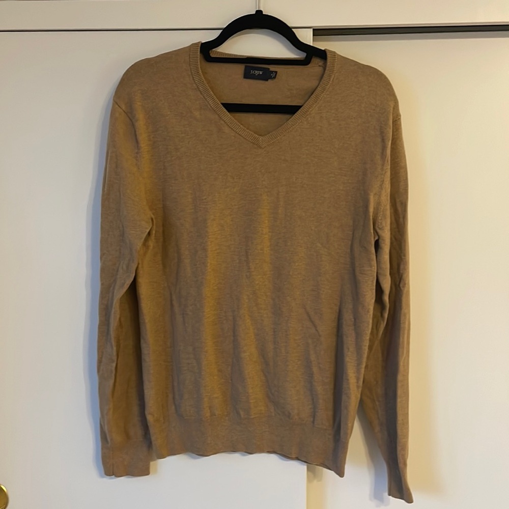 J. Crew Mens Camel V-Neck sweater